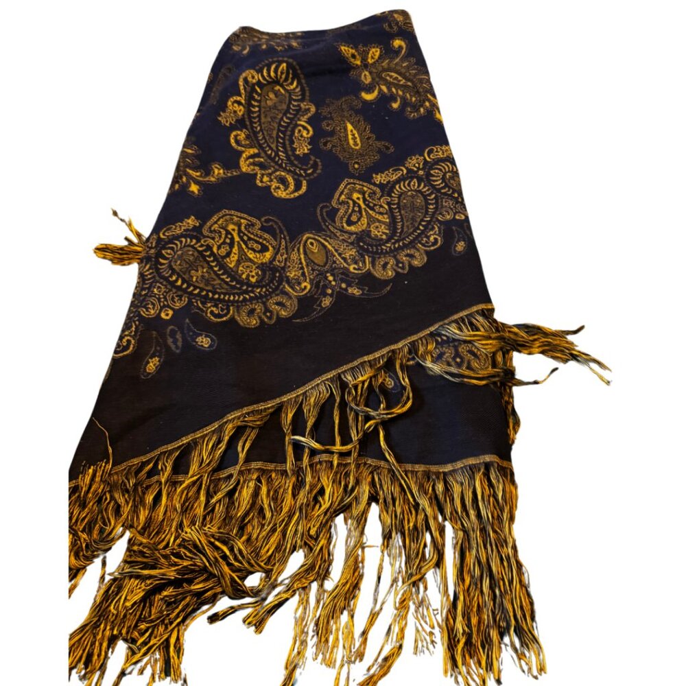 Lane Bryant Navy and Yellow Hankerchief Midi Skirt